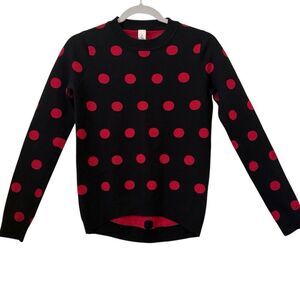 Rumere Black and Red Polka Dot Wool Sweater Sz S Dark Academia, Classic, Kawaii